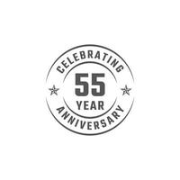 55 Year Anniversary Celebration Emblem Badge with Gray Color for Celebration Event, Wedding, Greeting card, and Invitation Isolated on White Background vector