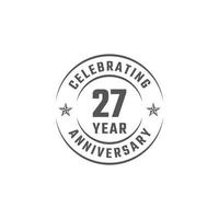 27 Year Anniversary Celebration Emblem Badge with Gray Color for Celebration Event, Wedding, Greeting card, and Invitation Isolated on White Background vector