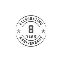 8 Year Anniversary Celebration Emblem Badge with Gray Color for Celebration Event, Wedding, Greeting card, and Invitation Isolated on White Background vector