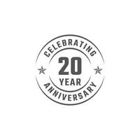 20 Year Anniversary Celebration Emblem Badge with Gray Color for Celebration Event, Wedding, Greeting card, and Invitation Isolated on White Background vector