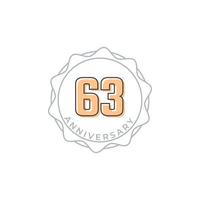 63 Year Anniversary Celebration Vector Badge. Happy Anniversary Greeting Celebrates Template Design Illustration