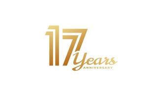 17 Year Anniversary Celebration with Handwriting Golden Color for Celebration Event, Wedding, Greeting card, and Invitation Isolated on White Background vector