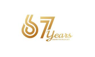 67 Year Anniversary Celebration with Handwriting Golden Color for Celebration Event, Wedding, Greeting card, and Invitation Isolated on White Background vector