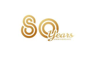 80 Year Anniversary Celebration with Handwriting Golden Color for Celebration Event, Wedding, Greeting card, and Invitation Isolated on White Background vector