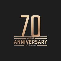 70 Year Anniversary Celebration with Thin Number Shape Golden Color for Celebration Event, Wedding, Greeting card, and Invitation Isolated on Dark Background vector