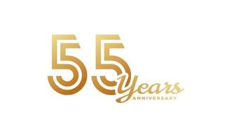 55 Year Anniversary Celebration with Handwriting Golden Color for Celebration Event, Wedding, Greeting card, and Invitation Isolated on White Background vector