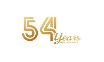 54 Year Anniversary Celebration with Handwriting Golden Color for Celebration Event, Wedding, Greeting card, and Invitation Isolated on White Background vector