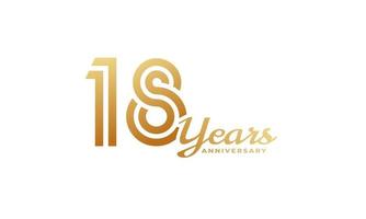 18 Year Anniversary Celebration with Handwriting Golden Color for Celebration Event, Wedding, Greeting card, and Invitation Isolated on White Background vector