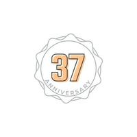 37 Year Anniversary Celebration Vector Badge. Happy Anniversary Greeting Celebrates Template Design Illustration