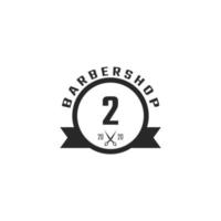 Number 2 Vintage Barber Shop Badge and Logo Design Inspiration vector