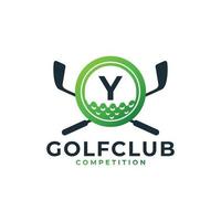 logotipo deportivo de golf. letra y para la plantilla de vector de diseño de logotipo de golf. eps10 vector