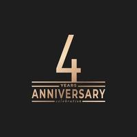 4 Year Anniversary Celebration with Thin Number Shape Golden Color for Celebration Event, Wedding, Greeting card, and Invitation Isolated on Dark Background vector