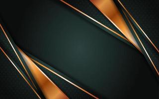 Abstract Dark Green Background with Overlap Layer and Golden Lines vector