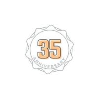 Insignia de vector de celebración de aniversario de 35 años. saludo de feliz aniversario celebra ilustración de diseño de plantilla