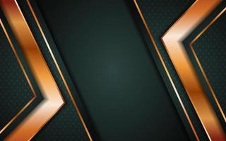 Abstract Dark Green Background with Overlap Layer and Golden Lines vector