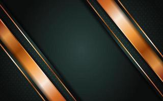 Abstract Dark Green Background with Overlap Layer and Golden Lines vector