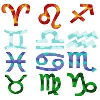conjunto de signos del zodiaco por los elementos, símbolos del horóscopo vector