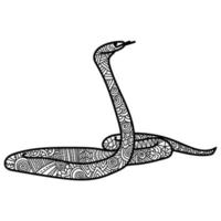 símbolo animal de la serpiente del horóscopo oriental con patrones ornamentados, página de coloración animal meditativa vector