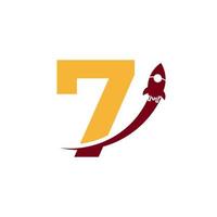 Number 7 with Rocket Logo Icon Symbol. Good for Company, Travel, Start up and Logistic Logos vector