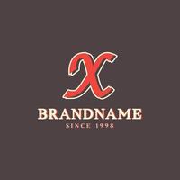 Retro Letter X Logo in Vintage Western Style with Double Layer. Usable for Vector Font, Labels, Posters etc