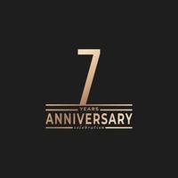 7 Year Anniversary Celebration with Thin Number Shape Golden Color for Celebration Event, Wedding, Greeting card, and Invitation Isolated on Dark Background vector