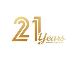 Celebración del aniversario de 21 años con escritura a mano en color dorado para eventos de celebración, bodas, tarjetas de felicitación e invitaciones aisladas en fondo blanco vector