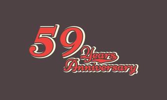 59 Year Anniversary Celebration Nostalgic with Handwriting in Vintage Retro Style for Celebration Event, Wedding, Greeting card, and Invitation Isolated on Brown Background vector