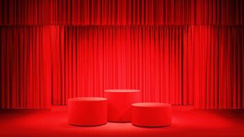 abstract background of stage curtain and podium for product review ,3D illustration rendering photo
