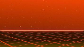 Retro Sci-Fi Background Futuristic Grid landscape of the 80s. photo