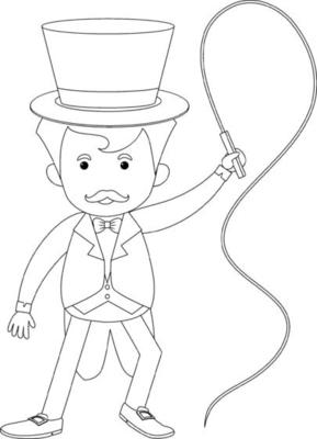 Circus man black and white doodle character