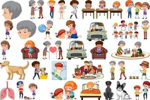 Set of different activities people in cartoon style vector