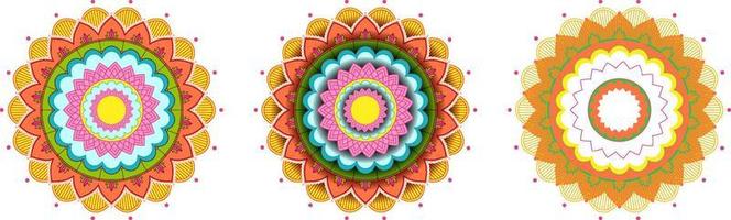 Set of vintage mandala with thin lines vector