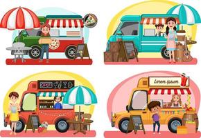 Flea market concept with set of different car boot sales vector