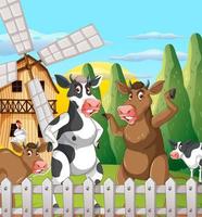 Scene with farm animal on the farm vector