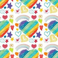 Seamless pattern of heart and rainbow icons vector