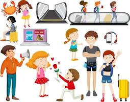 Set of people in different actions vector