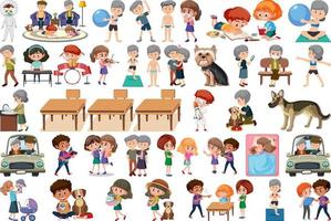 Set of different activities people in cartoon style vector