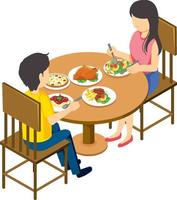 Couple dining table isometric vector