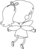 Angel black and white doodle character vector