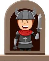 Fantasy knight character by the window on white background vector