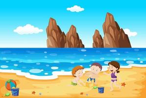 Scene with people on the beach vector