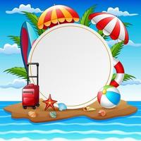 Border template with summer holidays composition on island vector