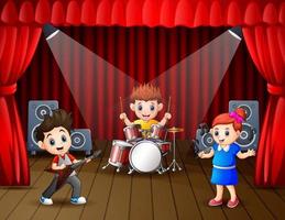 Illustration of a band performing on stage vector