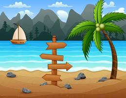 A boat on the tropical beach vector