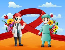 World AIDS day with male doctors vector