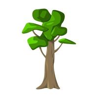 Realistic green old tall tree isolated on white background - Vector