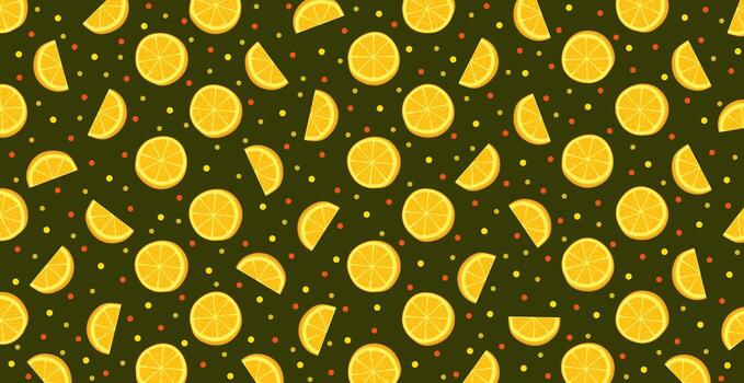 Panoramic pattern web background of rings and orange slices - Vector