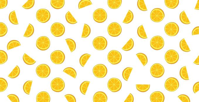 Panoramic pattern web background of rings and orange slices - Vector