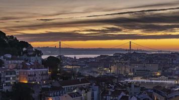 4k timelapse-sekvens av Lissabon, Portugal - staden Lissabon från dag till natt video