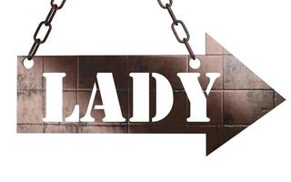 lady word on metal pointer photo